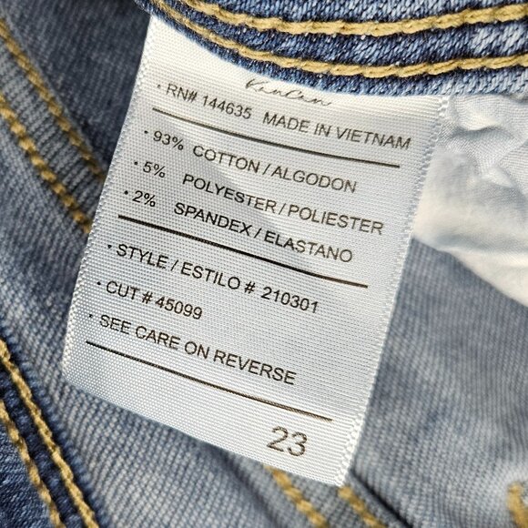 Kancan Jeans Womens 23 (23x26) Blue Straight Ankle High Rise Ripped Distressed‎ - Picture 5 of 16